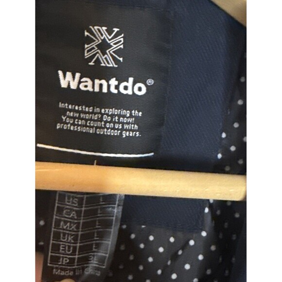 Wantdo Jacket Womens Large Cotton Canvas Navy Chore Coat Full Zip Pockets Lined - Picture 2 of 6